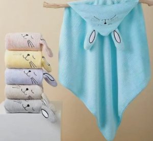 Miniatura 1 de 6 de Toallón Bebé Con Capucha Conejo 75x75 Suave Absorbente