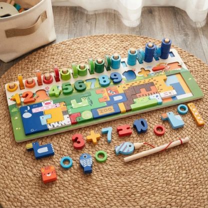 Imagen 1 de 9 de Ábaco De Madera Juego Didáctico Contar Colores Y Formas Surtido