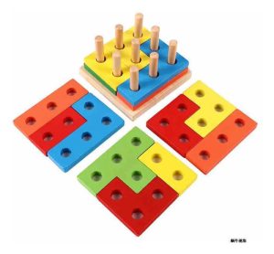 Miniatura 5 de 6 de Cubo Rompecabezas Madera Encastre 3d Didáctico Colores Surtido