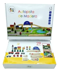 Miniatura 4 de 11 de Autopista De Madera Mini Ciudad Con Autitos Didáctico Surtido