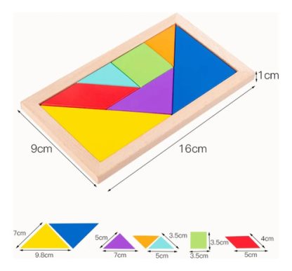 Imagen 5 de 6 de Tangram De Madera Rectangular Juego Didáctico Figuras