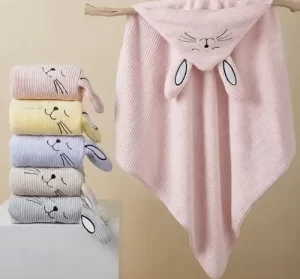 Miniatura 5 de 6 de Toallón Bebé Con Capucha Conejo 75x75 Suave Absorbente