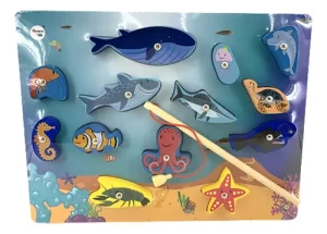Miniatura 3 de 9 de Juego De Pesca Magnético Madera Con Cañas Peces Didáctico
