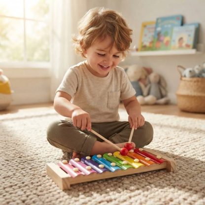 Imagen 2 de 5 de Xilofón De Madera Mediano Infantil Instrumento Musical