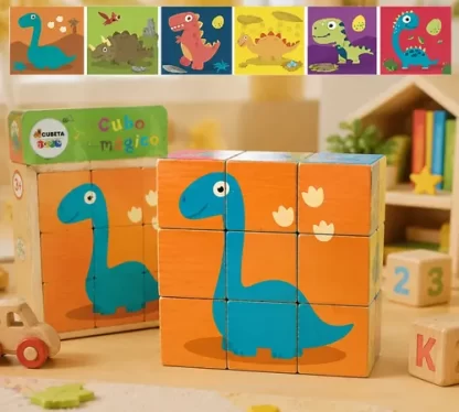 Imagen 7 de 10 de Cubo Rompecabezas Madera Encastre Bebé Didáctico Unicornio
