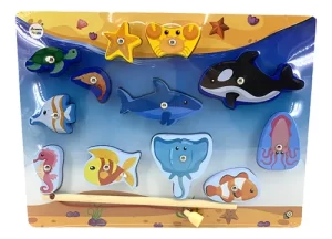 Miniatura 6 de 9 de Juego De Pesca Magnético Madera Con Cañas Peces Didáctico
