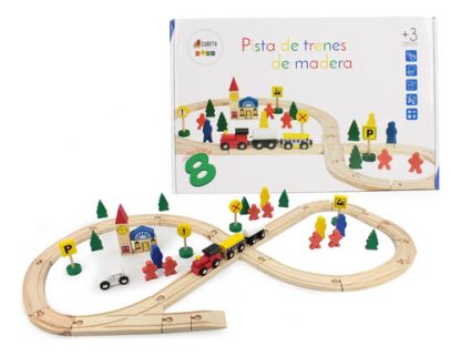 Imagen 8 de 9 de Pista De Tren Madera Con Trencito Y Accesorios Juguete Surtido