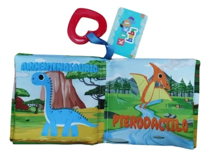Imagen 3 de 5 de Libro De Tela Bebé Dinosaurios Con Anillo Estimulación