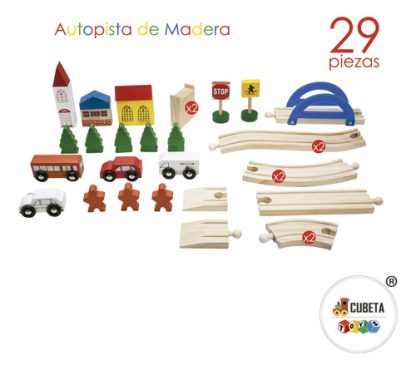 Imagen 9 de 11 de Autopista De Madera Mini Ciudad Con Autitos Didáctico Surtido