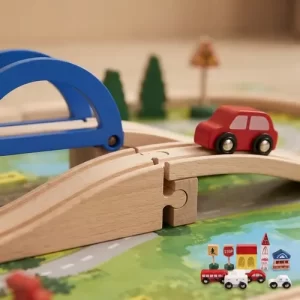 Miniatura 3 de 11 de Autopista De Madera Mini Ciudad Con Autitos Didáctico Surtido