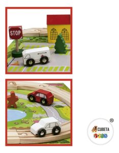 Miniatura 8 de 11 de Autopista De Madera Mini Ciudad Con Autitos Didáctico Surtido