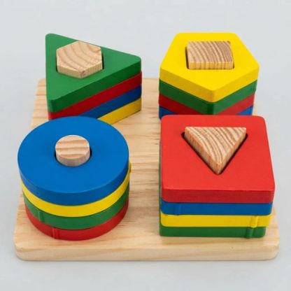 Imagen 9 de 9 de Encastre De Madera Formas Geométricas Apilable Didáctico Surtido