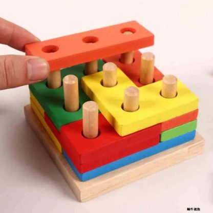 Imagen 6 de 6 de Cubo Rompecabezas Madera Encastre 3d Didáctico Colores Surtido