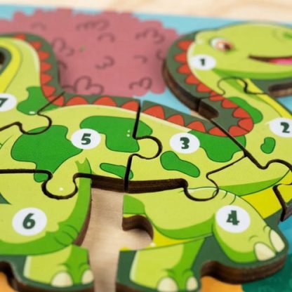 Imagen 5 de 6 de Rompecabezas Madera Dinosaurio Encastre Didáctico 15x15