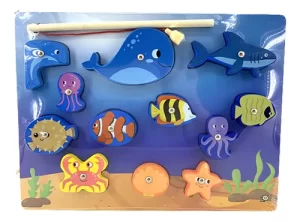 Miniatura 4 de 9 de Juego De Pesca Magnético Madera Con Cañas Peces Didáctico