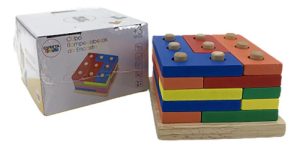 Miniatura 3 de 6 de Cubo Rompecabezas Madera Encastre 3d Didáctico Colores Surtido