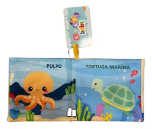 Miniatura 4 de 7 de Libro De Tela Bebé Animales De Mar Estimulación Sensorial Multicolor