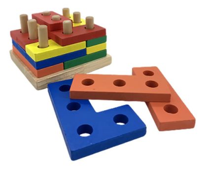 Imagen 4 de 6 de Cubo Rompecabezas Madera Encastre 3d Didáctico Colores Surtido