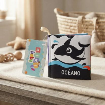 Imagen 1 de 10 de Libro De Tela Bebé Bajo El Mar Blanco Y Negro Estimulación