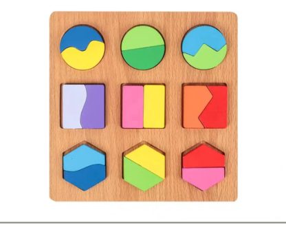 Imagen 4 de 5 de Encastre Madera Figuras Geométricas Fracciones Montessori Surtido