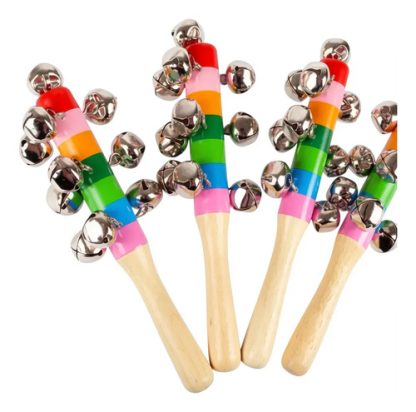 Imagen 3 de 7 de Sonajero Cascabel Madera Bebé Maraca Didáctica Colores Surtido