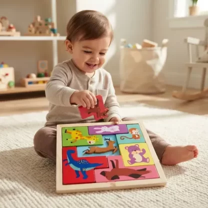 Imagen 2 de 4 de Tetris Animales Madera Rompecabezas Encastre Didáctico