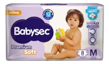 Imagen 1 de 1 de Pañales Babysec Premium Soft M — 8 unidades