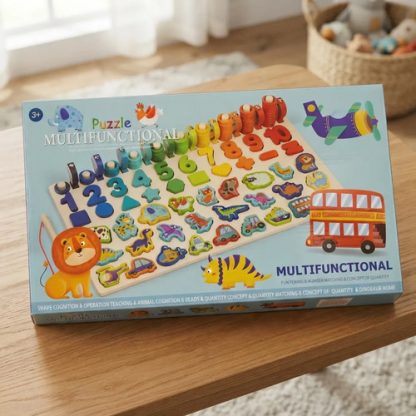 Imagen 6 de 8 de Encastre Madera Números Con Cuentas Juego Didáctico Contar Surtido