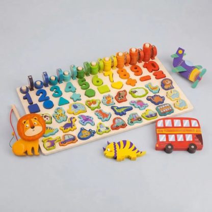 Imagen 1 de 8 de Encastre Madera Números Con Cuentas Juego Didáctico Contar Surtido