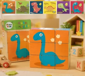 Miniatura 6 de 10 de Cubo Rompecabezas Madera Encastre Bebé Didáctico Dinosaurio