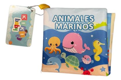Imagen 3 de 7 de Libro De Tela Bebé Animales De Mar Estimulación Sensorial Multicolor