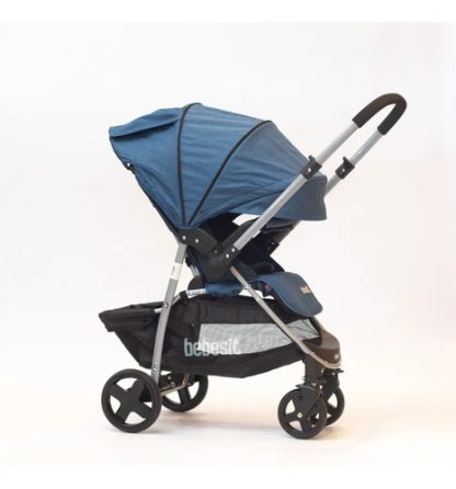 Imagen 2 de 6 de Cochecito De Paseo Bebesit Aeris 1390 Azul Con Chasis Color Plateado Rebatible