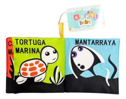 Imagen 9 de 10 de Libro De Tela Bebé Bajo El Mar Blanco Y Negro Estimulación