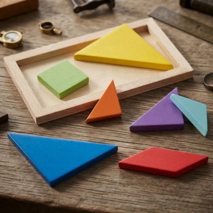 Imagen 1 de 6 de Tangram De Madera Rectangular Juego Didáctico Figuras