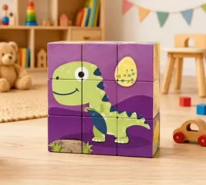 Miniatura 9 de 10 de Cubo Rompecabezas Madera Encastre Bebé Didáctico Unicornio