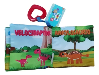 Imagen 4 de 5 de Libro De Tela Bebé Dinosaurios Con Anillo Estimulación