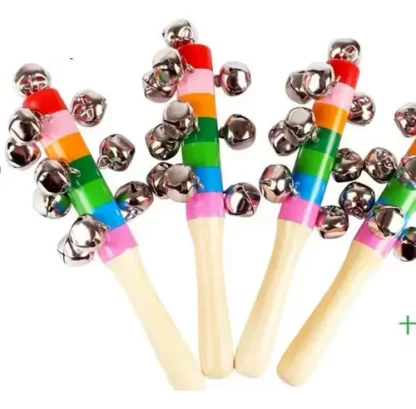 Imagen 4 de 7 de Sonajero Cascabel Madera Bebé Maraca Didáctica Colores Surtido