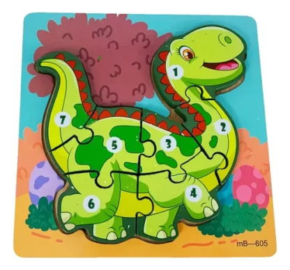 Imagen 4 de 6 de Rompecabezas Madera Dinosaurio Encastre Didáctico 15x15