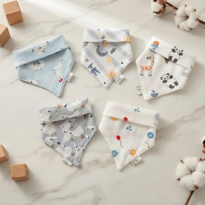Imagen 1 de 4 de Babero Bandana Bebé Algodón Estampado Absorbente Suave Surtido