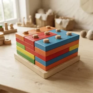 Miniatura 1 de 6 de Cubo Rompecabezas Madera Encastre 3d Didáctico Colores Surtido