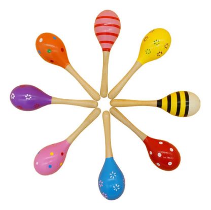 Imagen 5 de 10 de Maraca Mediana De Madera Instrumento Musical Bebé Colores Surtido