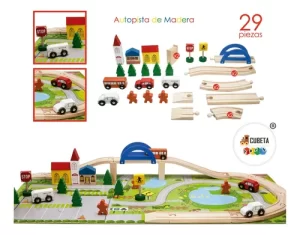 Miniatura 5 de 11 de Autopista De Madera Mini Ciudad Con Autitos Didáctico Surtido