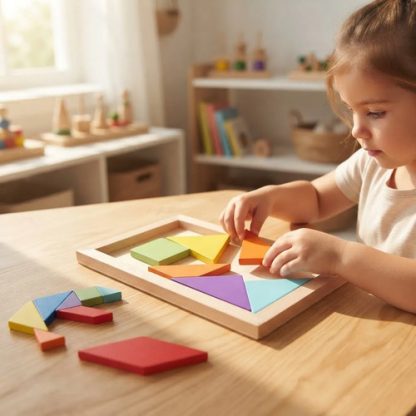 Imagen 2 de 6 de Tangram De Madera Rectangular Juego Didáctico Figuras