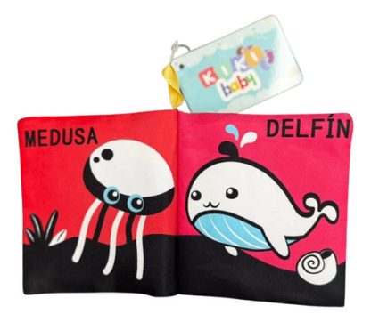 Imagen 8 de 10 de Libro De Tela Bebé Bajo El Mar Blanco Y Negro Estimulación