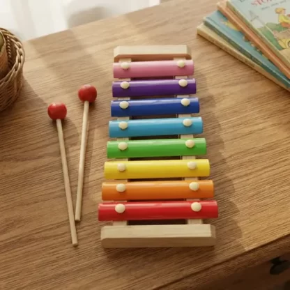 Imagen 1 de 5 de Xilofón De Madera Mediano Infantil Instrumento Musical