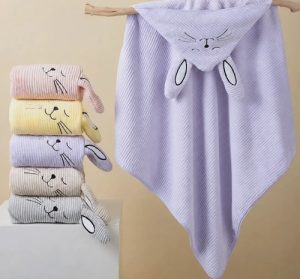 Miniatura 6 de 6 de Toallón Bebé Con Capucha Conejo 75x75 Suave Absorbente