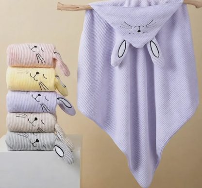Imagen 6 de 6 de Toallón Bebé Con Capucha Conejo 75x75 Suave Absorbente