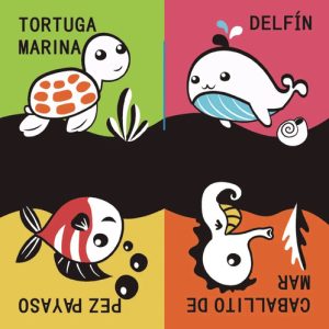 Miniatura 6 de 10 de Libro De Tela Bebé Bajo El Mar Blanco Y Negro Estimulación