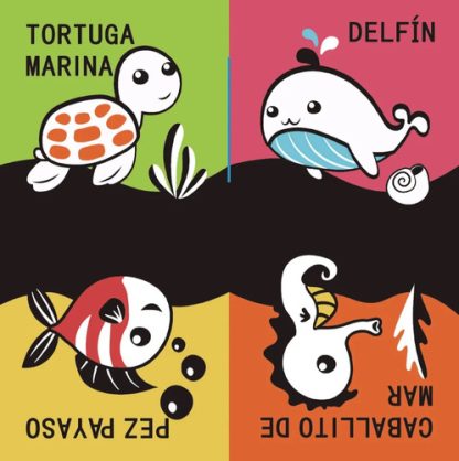 Imagen 6 de 10 de Libro De Tela Bebé Bajo El Mar Blanco Y Negro Estimulación