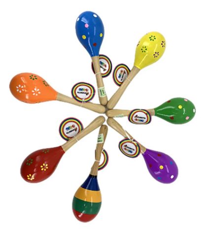 Imagen 1 de 10 de Maraca Mediana De Madera Instrumento Musical Bebé Colores Surtido